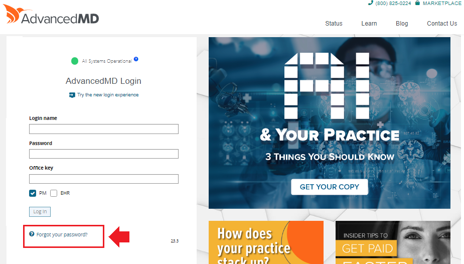 AdvancedMD Login Password Reset